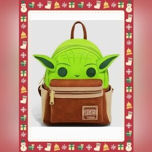 Loungefly Funko Pop! Star Wars Yoda Figural Backpack Green And Brown